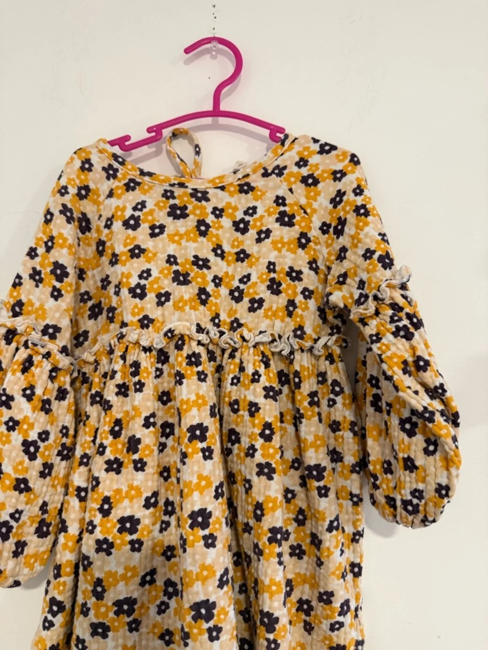 Alice + Ames 3T Girls Yellow Floral cotton Dress | boho toddler dress - Picture 4 of 7